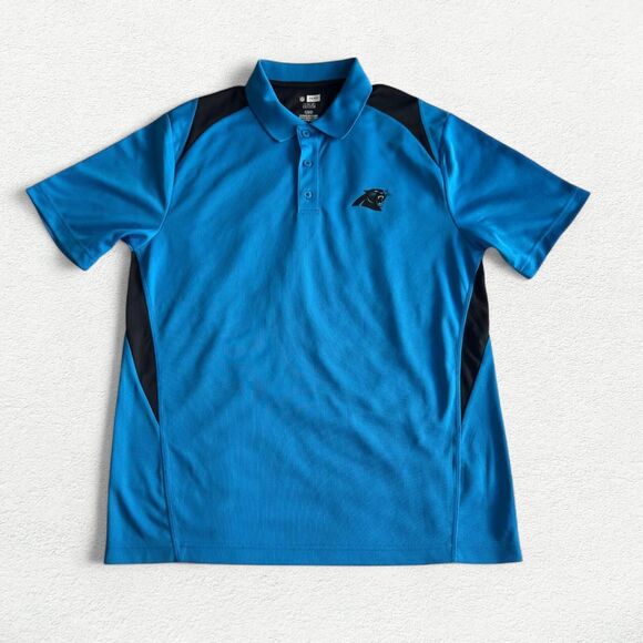 NFL Team Apparel TX3 Cool Panthers Polo Shirt in Blue and Black - Picture 1 of 8